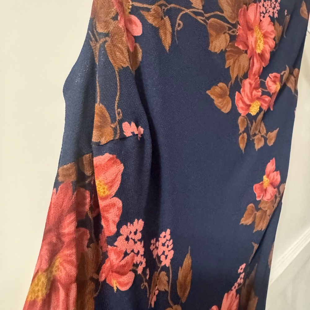 Reformation Navy Maxi Dress with Pink and Brown Floral Print - Picture 3 of 6